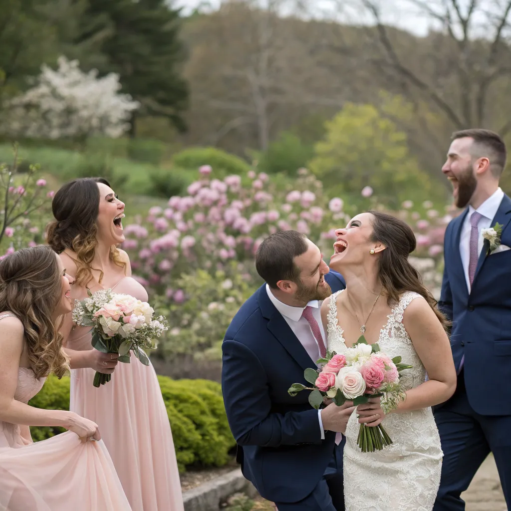 Bridal party enjoying their time